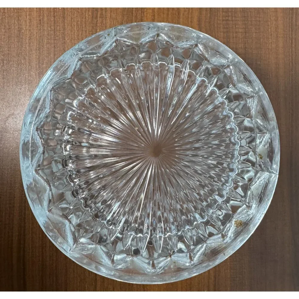 Vintage Fostoria American Glass Cookie Jar with Lid 2056 Diamond Cube Pattern
